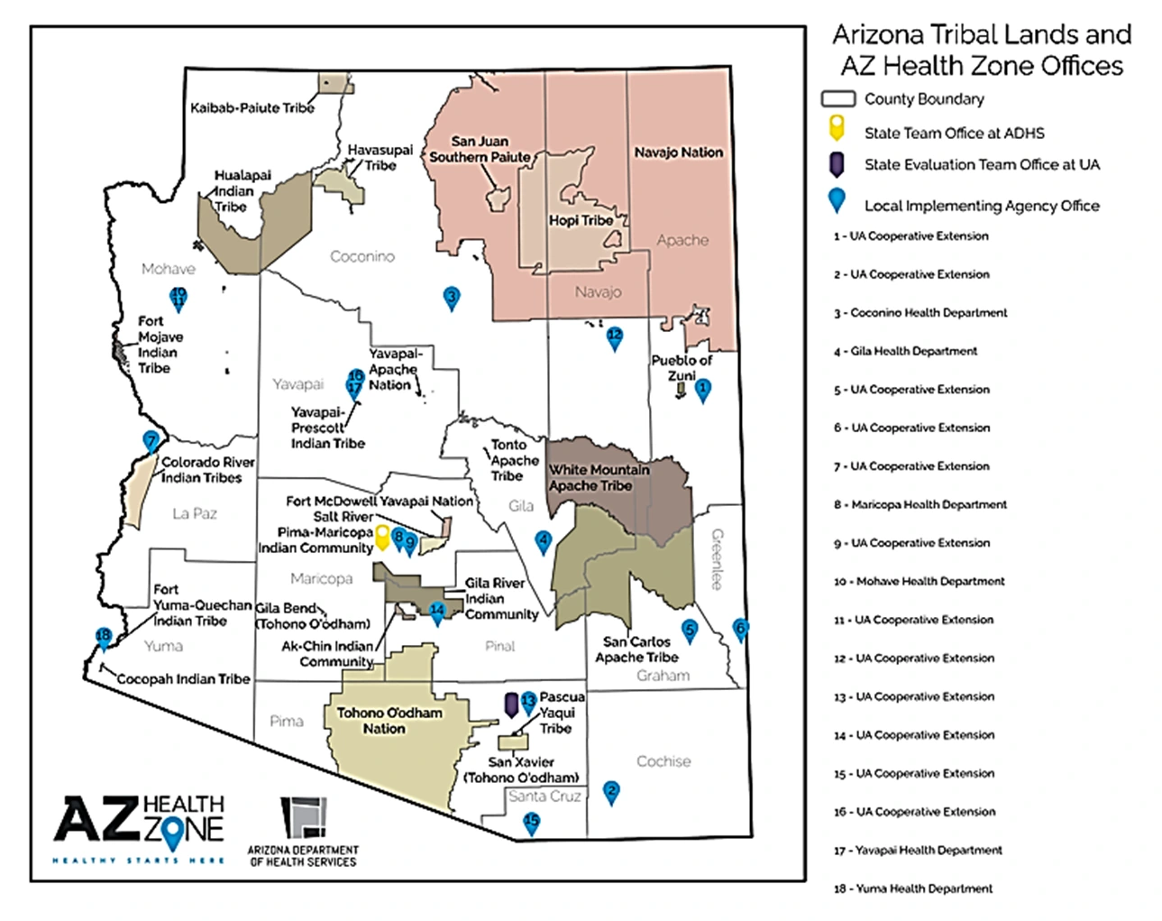 Arizona Tribal Lands and AZ Health Zone Offices